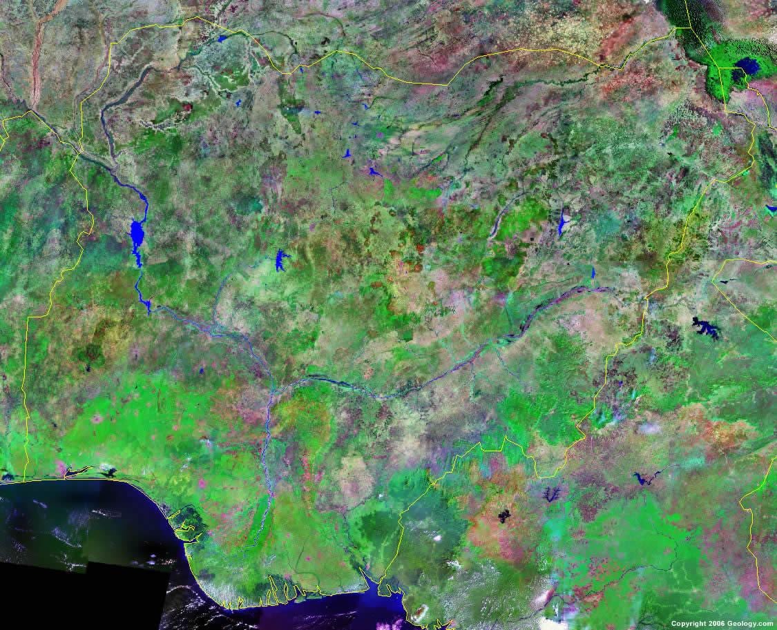 Карта Нігерії гори
