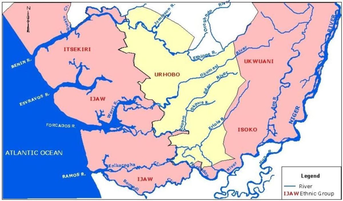 карта Нігерії з зазначенням основних річок
