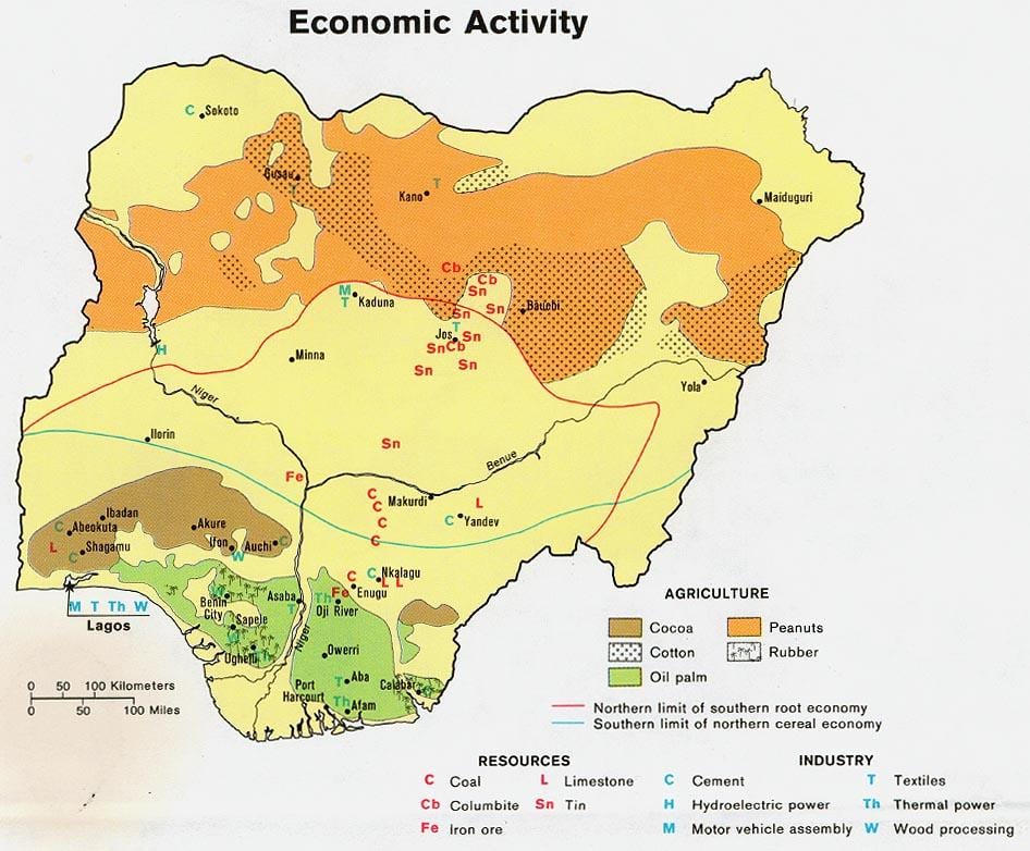 Карта сільського господарства Нігерії