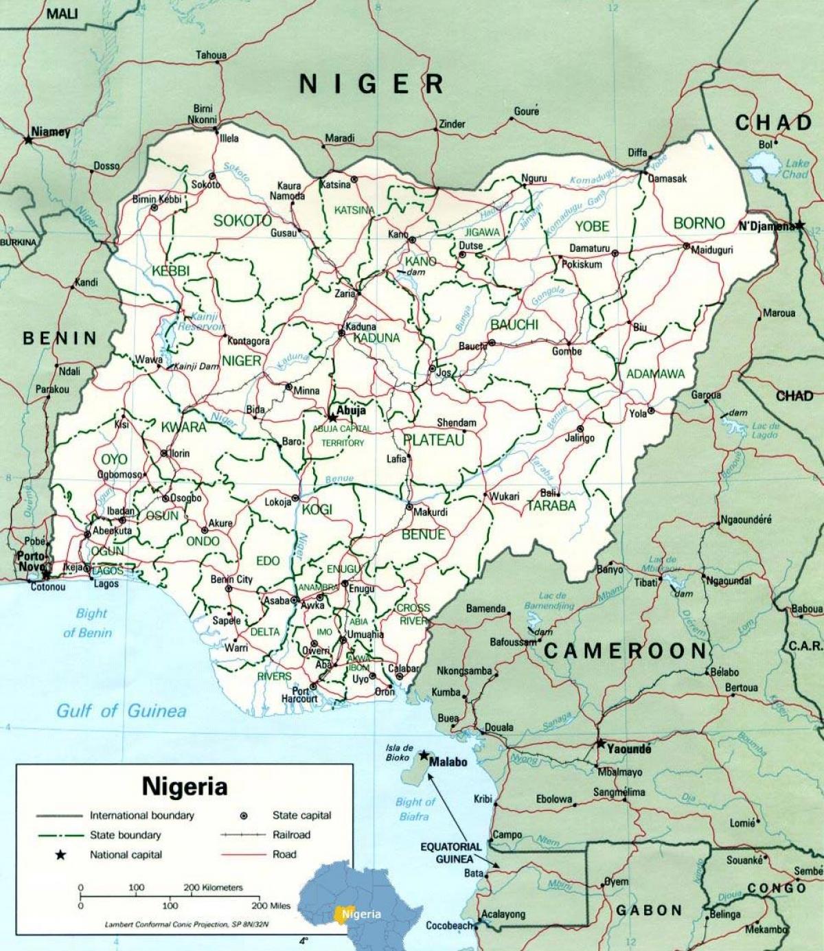 Лагос Нігерія на карті Африки