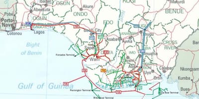 Карта газопроводу Нігерія 