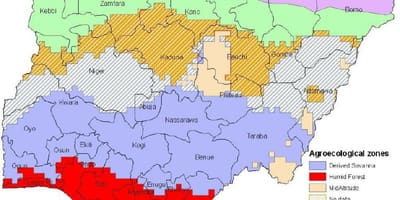 Карта Нігерії із зазначенням екологічних зон