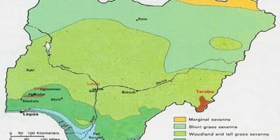 Карта Нігерії із зазначенням рослинності