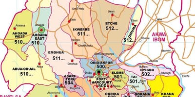 Карта штату Ріверс в Нігерії