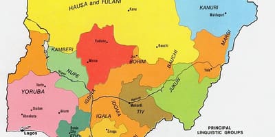 Карта Нігерії із зазначенням етнічних груп