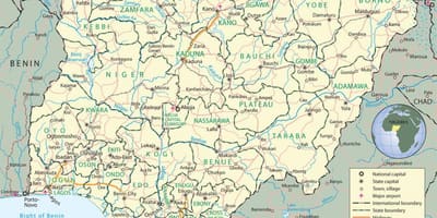 Карта Нігерії із зазначенням держав і столиць