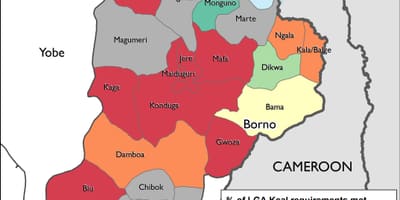Карту північно-східній Нігерії